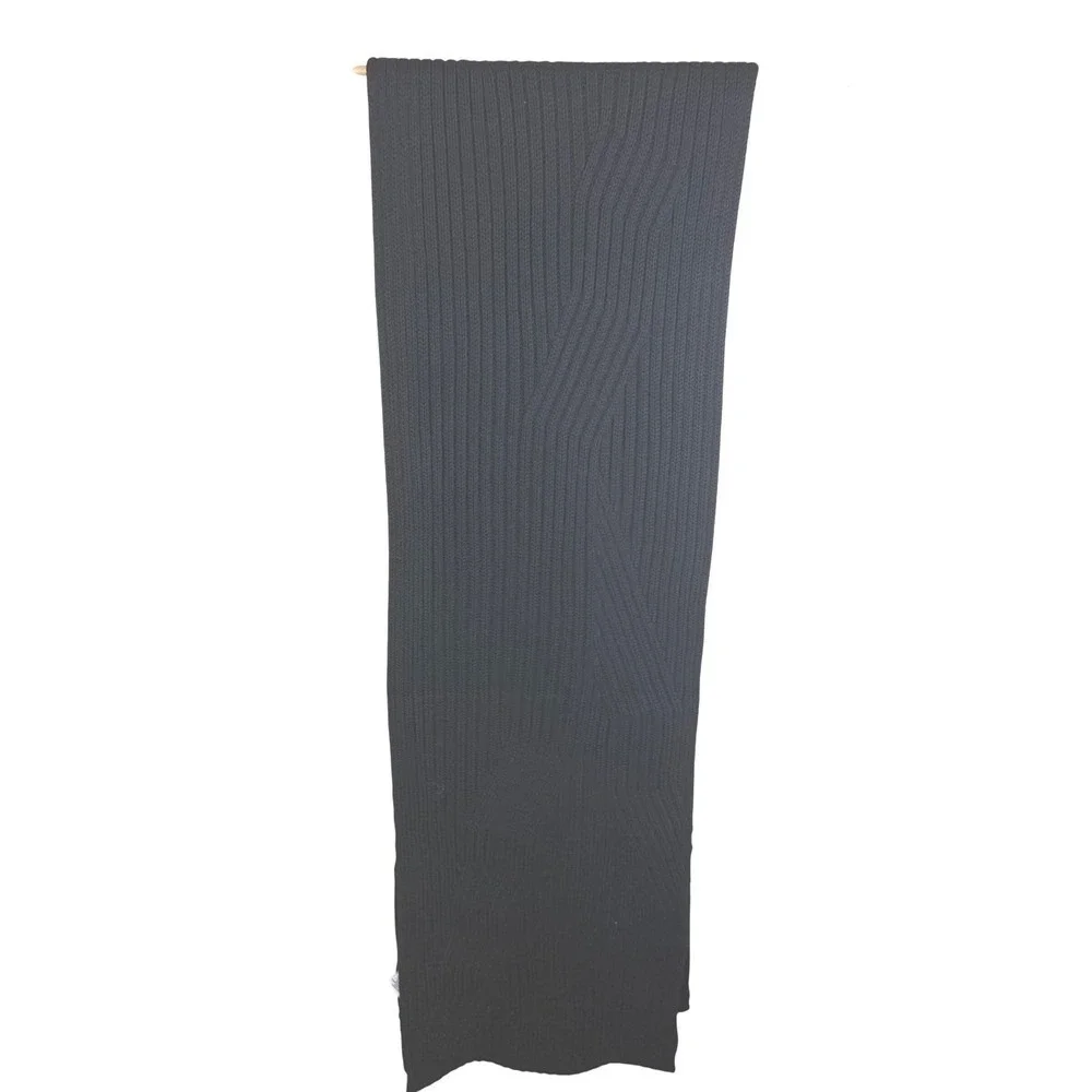 UGG Men's Black Diagonal Ribbed Knit Scarf Wool Blend Warm Winter Accessory